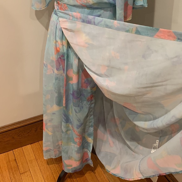 NWOT Annabelle 87 Blue Patterned Full Length Wrap Dress, Uk Size 3 - Picture 5 of 8